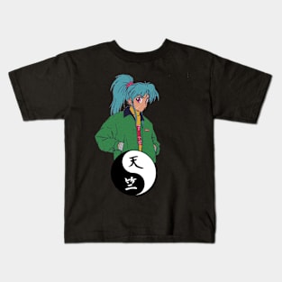 Retro Anime Yin And Yang Kids T-Shirt